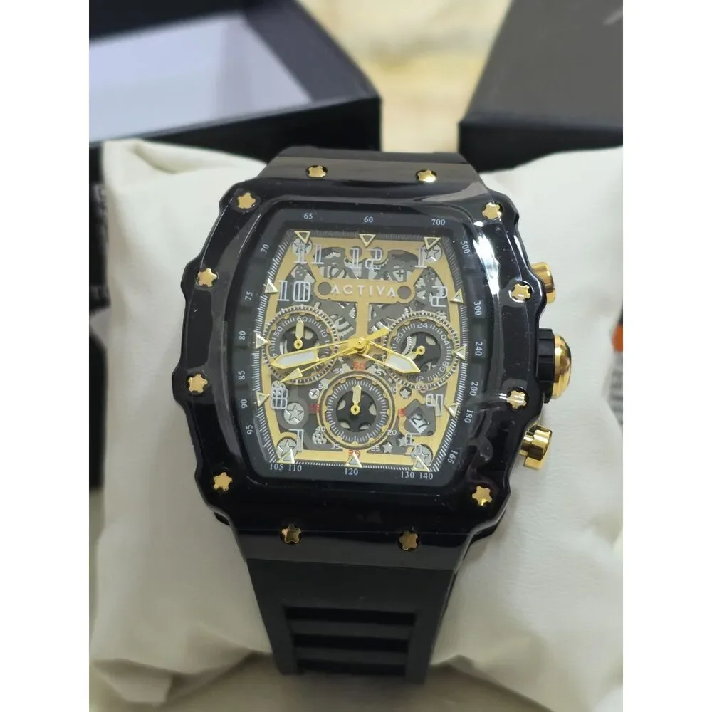 New Activa Fury X by Invicta Skeleton Dial Sport Watch-Black & Gold ACW2305-026